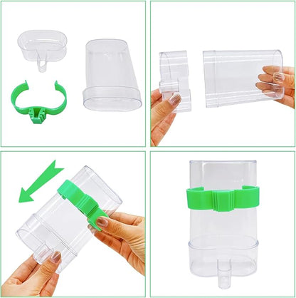 Automatic Bird Water Dispenser Parrot Water Feeder Bird Seed Food Container Parakeet Waterer Cockatiel Cage Accessories Automatic Feeding for Finch Lovebird Canary Small Birds(2Pcs)