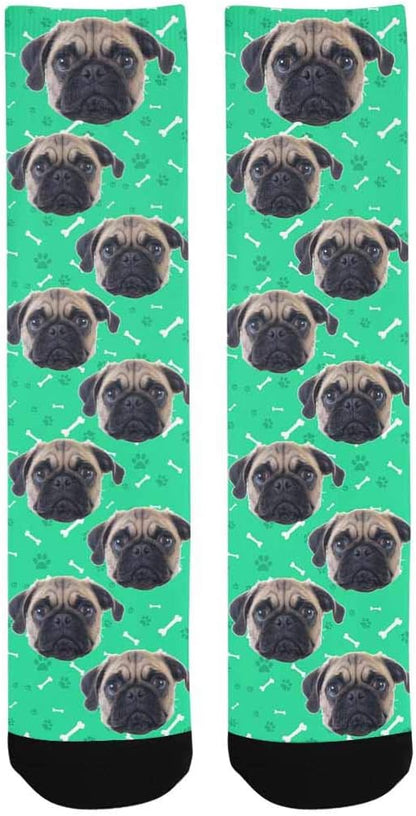 Custom Face Socks, Personalized Dog Lover Pet Photo Picture on Socks Unisex Athletic Crew Socks for Men Women