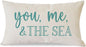 PANDICORN Summer Beach Throw Pillow Covers 12x20 Inch Blue Words You Me and The Sea Ocean Sea Coastal Outdoor Decorations Lumbar Decorative Throw Pillows Cases for Home Living Room Couch Sofa Decor