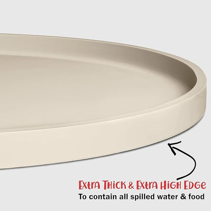DogBuddy Dog Food Mat - Waterproof Dog Bowl Mat, Silicone Pet Mat for Food and Water Bowls, Nonslip Pet Feeding Mat with Edges, Dogs Food Mats for Floors, Puppy Supplies (White Sand)