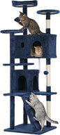 70in Cat Tree Cat Climbing Tower with Scratching Post, Cats House Perch Kitten Tree Condo Wood Playhouse, Pet Trees Tower for Indoor Cats, Navy Blue