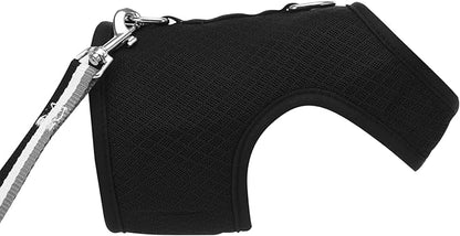 Cat Harness and Leash for Walking Escape Proof Breathable Mesh Fabric, Solid Black, Extra Large, Adjustable Cat Walking Jackets, Padded Stylish Cat Vest