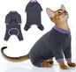PUMYPOREITY Sticky Hair Cat Clothes, Prevent Hair Loss Cat Pajamas, Soft Cat Sweaters for Cats Only, Cat Hair Sticky Onesie, Cat Recovery Suit After Surgery, Black, 2XL