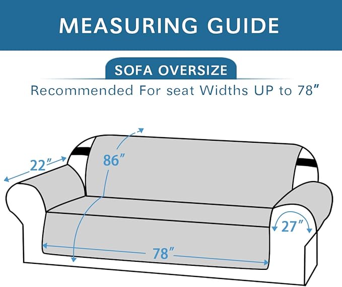 H.VERSAILTEX Reversible Sofa Slipcover Furniture Protector Water Resistant 2" Elastic Straps Sofa Cover Couch Covers Pets Kids Fit Sitting Width Up to 78" (Oversized Sofa: 86" x 132", Khaki/Beige)