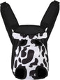 Inspack Dog Backpack Carrier/Cat Carrier, Adjustable Pet Front Carriers Travel Bag for Puppy Medium Dogs, Legs Out, Soft Ventilated Dog Chest Carry Backpacks for Hiking/Camping, 10-16 lbs, Cow Print