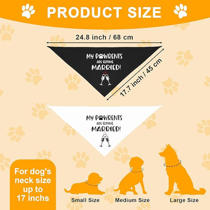 Getting Married Pet Dog Bandana, Engagement Announcement Dog Wedding Bandana, Pets Triangle Scarf for Small Medium Large Dogs, Pets Accessories for Dogs Lovers, Bridal Shower Gift,2 Packs