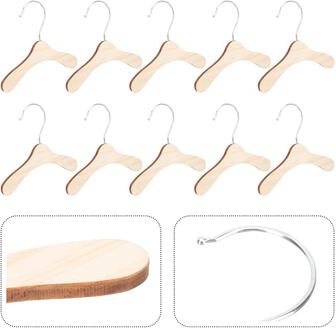 Wooden Dog Clothes Hangers 8.66 Inch Small Pet Apparel Hangers Wear-Resistant Household Dog and Cat Clothes Storage Accessory