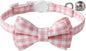 AIITLE Breakaway Cat Collar with Cute Bow Tie and Bell, Detachable Adjustable Safety Collars for Girl Cats and Boy Cats, Kittens, Puppy, Soft Stylish Plaid Patterns Cat Collars,Pink