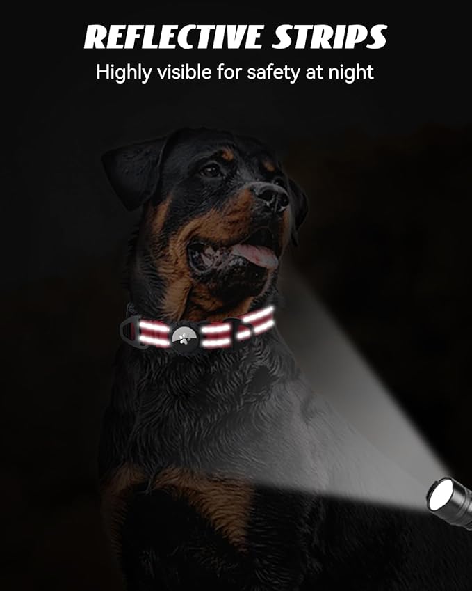 Joytale Airtag Dog Collar, Reflective Pet Collar with Waterproof AirTag Holder, Dual D-Rings, Soft Padded Adjustable for Small Dogs, Red, S