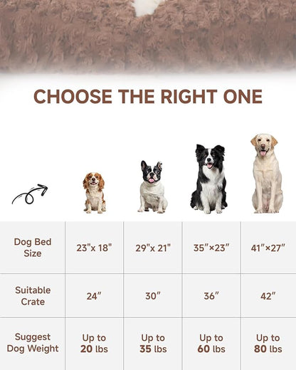 KSIIA Washable Dog Bed Deluxe Plush Dog Crate Beds Comfy Kennel Pad Anti-Slip Pet Sleeping Mat for Large, Jumbo, Medium, Small Dogs Breeds, 35" x 23", Brown