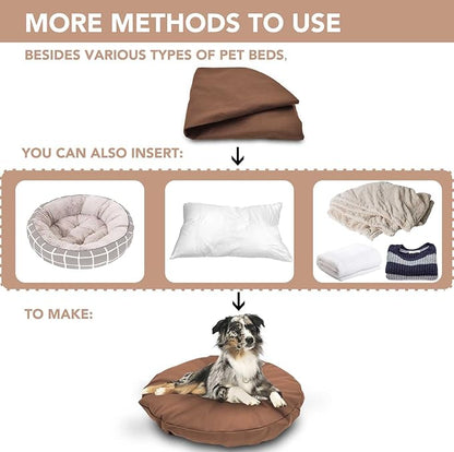 Dog Bed Cover Waterproof Replacement Machine Washable Covers for Dog Bed Heavy Duty Scratch Resistant Mattress Protector Pet Bed Round 44x44 Inch Cover Only Brown