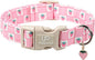Spring Dog Collar, UP URARA PUP Strawberry Collars in Pink Checkered Adjustable Pet Collar with Quick Release, Daily Dog Accessories for Small Medium Large Dogs