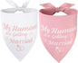 SZEE Bridal Shower Gifts for Bride, 2 Pack My Humans are Getting Married Dog Bandanas, Wedding or Engagement Gift for Couples, Dog Wedding Bandanas, Engagement Party Decorations (Pink & White, L)