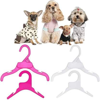 Pet Clothing Hanger, 10PCS Plastic Anti-Skid Dog Puppy Cat Clothes Clothing Rack for Small Animals (Pink, L)