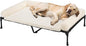 Veehoo Orthopedic Elevated Dog Bed Add Removable Deluxe Rose Plush Bolster Cushion Mat, 47" x 29" Washable Dog Couch Bed, Raised Pet Cot with Breathable Teslin Mesh, No-Slip Feet, White, CWC2439B