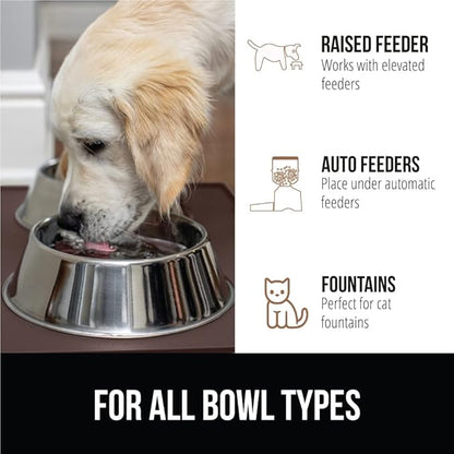GORILLA GRIP 100% Waterproof Raised Edge BPA Free Silicone Pet Feeding Mat, Dog Cat Food Mats Contain Spills Protects Floors, Placemats for Cats and Dogs Water Bowl, Pets Accessories 23x15 Brown
