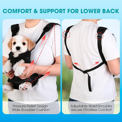 Mosago Dog Backpack Carrier, Adjustable Pet Front Carriers, Legs Out Carrying Sling Travel Bag for Small Medium Dogs 7-11 Lbs, Soft Wearable Puppy Chest Carry Backpacks for Walking/Hiking/Camping