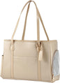 Stylish Dog Purse Carrier, Leather Pet Carrier Bag for Small Dogs Cats Puppy, Airline Approved Soft-Sided Carrier Ivory