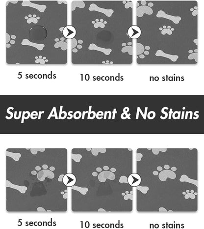 MontVoo Dog Food Mat-Pet Feeding Mat for Food and Water-No Stains Quick Dry Dispenser Cat Bowl Mat for Messy Drinkers(12"x19" Dark Grey)