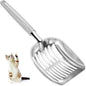 Cat Litter Scoop, Metal Cat Scooper, Plastic Handle Scoop, Sifting Shovel for Christmas – Heavy Duty Aluminum Alloy Litter Box Scoop with Deep Mesh, Design for Easy Waste Removal and Cleaning(Gray)