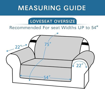 H.VERSAILTEX Reversible Loveseat Cover Furniture Protector Anti-Slip Water Resistant 2" Elastic Straps Couch Covers Pets Fit Sitting Width Up to 54"(Oversized Loveseat: 75" x 98", Light Grey/Beige)