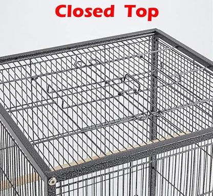 36-Inch Deluxe Sturdy Wrought Iron Bird Flight Open Play Top Cage with Rolling Stand for Parrots Conure Lovebird Cockatiel