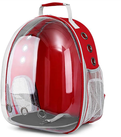 Pet Backpack Carrier,Bubble Backpack Cat Carrier,Pets and Small Dogs,Space Capsule Pet Carrier for Traveling, Walking, Hiking and Outdoor Activities (Red)