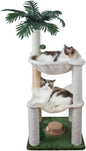 Fantasreen Cat Scratching Post 40 Inches Small Cat Tree Tower with Two Hammock, Double Hammock with Cat Toy Wooden Interactive, Cat Condo for Kitten and Adults Cat