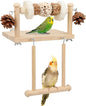 Litewoo Bird Perch Wooden Platform Bird Swing Chew Toys Play Gyms Exercise Stands Hanging Parrot Swinging Perches Conure Cage Accessories for Parrot Parakeet Conure Lovebirds Budgie (Single Sola Ball)