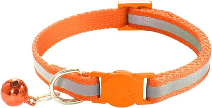3 Pack Reflective and Breakaway with Bells of Cat Collar，Adjustable from 7.5 to 12.5 Inches, Ideal of Kitten Collar, Suitable for Girls and Boys (Orange/SkyBlue/Pink)