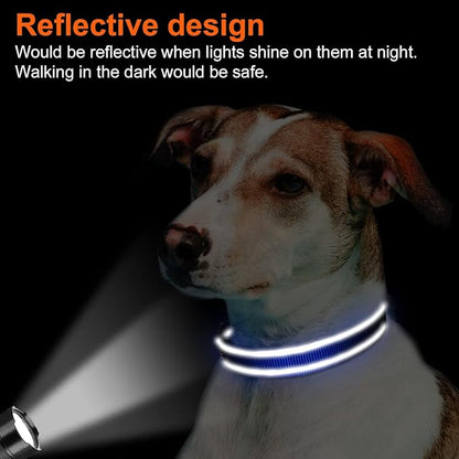 Joytale Reflective Dog Collar, Soft Neoprene Padded, Metal D-Ring, Nylon Pet Collar Adjustable for Large Dogs, Navy Blue, L