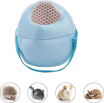 Pet Carrier Backpack for Small Animals, Travel Handbag for Cat, Puppy, Guinea Pig, Hedgehog, Hamster (Blue, Large)