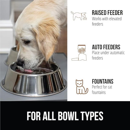 GORILLA GRIP 100% Waterproof Raised Edge BPA Free Silicone Pet Feeding Mat, Dog Cat Food Mats Contain Spills Protects Floors, Placemats for Cats and Dogs Water Bowl, Pets Accessories 23x15 Gray