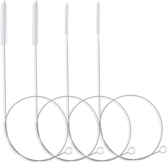 40 Inches Brush Cleaner for Cleaning Straw, Kegerator, Feeding Tube, Siphon Hose, Sunroof Drain, Refrigerator Drain, 4PCS (White)