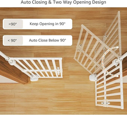 unipaws 86" High Extra Tall Cat Gate, Auto Closing and No Drilling Safety Gate for Doorway Hallway Stairs, Cat Dog Proof, Fit for 35"-38" Wide Opening, Indoor Use, White
