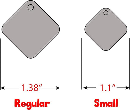 Personalized Dog Tag with 5 Lines of Custom Deep Engraved Durable Stainless Steel Pet ID Name Tag Designer Small Size Diamond