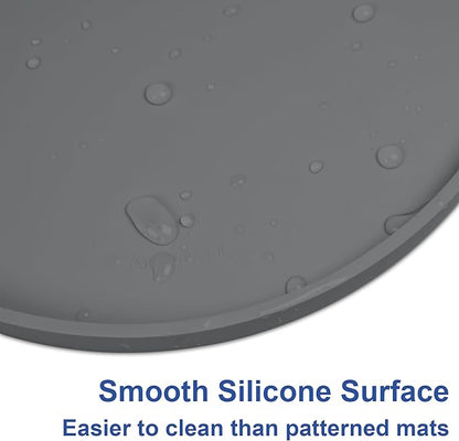 4 PCS Thickened Pet Silicone Food Mat, Nonslip Waterproof Cat Dog Feeding Bowl Mats with Raised Edges for Food and Water Prevent Spills, Round Eating Tray for Floors, Puppy Kitten, 10'' x 10''