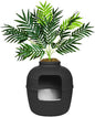 Good Pet Stuff Hidden Litter Box Planter, Decorative Cat Litter Enclosure with Carbon Filter, Artificial Plant, Easy Clean, Removable Liner, Round Style, Essentials Kit, Matte Black
