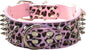 Serijoars Spiked Studded Dog Collar, PU Leather Dog Collar, Adjustable Pet Collars for Medium or Large Breed Pet (S, Leopard1)