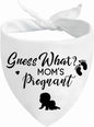 Pregnancy Announcement Dog Bandanas, Guess What? My Mom is Pregnant Reveal Scarf, Gender Reveal Photo Prop Pet Scarf Decorations Accessories, Baby Announcements Triangle Bandana for Dog Lovers, White