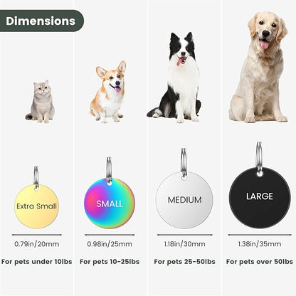 YEHANTI Dog Tags Engraved for Pets Personalized, Custom Stainless Steel Dog Tags and Cat Tags with Various Cute and Beautiful Icons, Double Sided Engraved Pet ID Tags Dog Name Tag, Round
