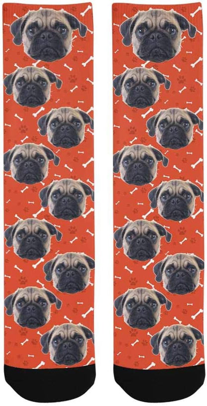 Custom Face Socks, Personalized Dog Lover Pet Photo Picture on Socks Unisex Athletic Crew Socks for Men Women