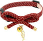 PetSoKoo Cute Bowtie Cat Collar with Bell. Japanese Stylish Bowknot & Fish Charm. Safety Breakaway, Soft, Lightweight, for Girl Boy Male Female Cats Kitten,Red