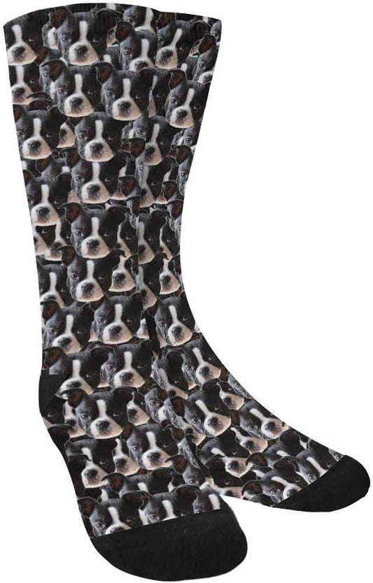 Custom Face Socks, Personalized Dog Lover Pet Photo Picture on Socks Unisex Athletic Crew Socks for Men Women