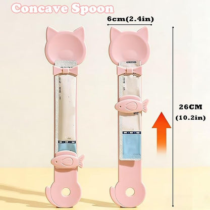 Cat Treat Spoon & 3 Pcs Can Lids | Cat Strip Feeder Squeeze for Liquid Snack | Universal Silicone Pet Can Covers BPA Free | Waste-Free Lickable Treat Feeder(Multicolor)