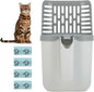 Cat Litter Scoop, Durable Litter Scooper with Refill Bags, Mess-Free Cat Litter Scooper, Convenient Scoop Holder Design, White, Grey