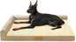 Patas Lague Orthopedic XL Dog Bed Large Sized Dog 42''X28'', Waterproof L Bolster Big Large Pet Sofa Beds with Removable Washable Cover, Soft Comfortable Pet Couch Crate Mat with Nonskid Bottom, Cream