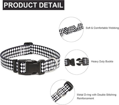 Mercano Adjustable Dog Collar - Special Design Patterns, Soft Nylon Comfortable Durable Pet Collar for Small Medium Large Dogs (S, Rhomb)