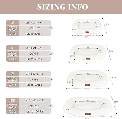 Washable Dog Bed for Medium Dogs – Soft Plush Calming Puppy Bed with Anti-Slip Bottom & Portable Handle, Orthopedic Rectangle Anti-Anxiety Pet Bed for Kennel/Crate, 30"x24"x5", Cream