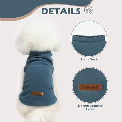 EXPAWLORER Soft Cat Sweater - Sweaters for Cats Only Warm Kitten Clothes, Fall and Winter Pet Coat Pullover Design, Fleece Sweatshirt Clothing Also for Puppy Small Dogs, Blue Large